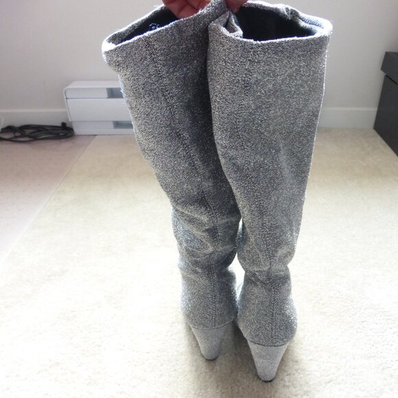 QUPID soft silver knit metallic boots - Picture 4 of 9